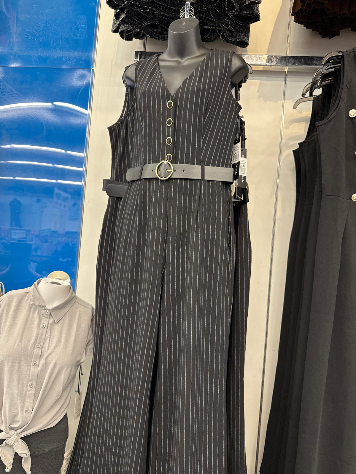 BLK STRIPE JUMPSUIT - 90390